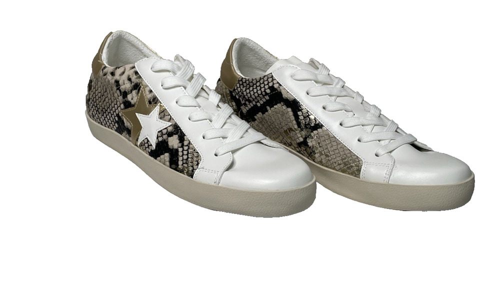 JustFab Zaylee Women’s Size 9 Gold Snake Star Low Top Sneakers New in Box